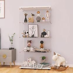 1/2 Door Glass Display Cabinet 4 Shelves with Door, Floor Standing Curio Bookshelf