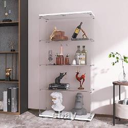 1/2 Door Glass Display Cabinet 4 Shelves with Door, Floor Standing Curio Bookshelf