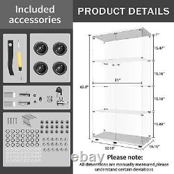 1/2 Door Glass Display Cabinet 4 Shelves with Door, Floor Standing Curio Bookshelf