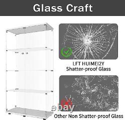 1/2 Door Glass Display Cabinet 4 Shelves with Door, Floor Standing Curio Bookshelf