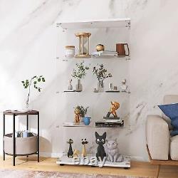 1/2 Door Glass Display Cabinet 4 Shelves with Door, Floor Standing Curio Bookshelf