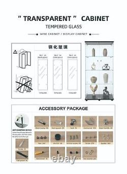 1/2 Door Glass Display Cabinet 4 Shelves with Door, Floor Standing Curio Bookshelf