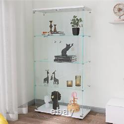 1/2 Door Glass Display Cabinet 4 Shelves with Door, Floor Standing Curio Bookshelf