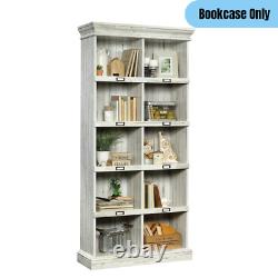 10-Cubby Shelf Bookcase Rustic Coastal Style Storage Display Organizer Off-White