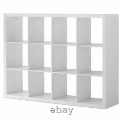 12 Cube Sleek Storage Organizer for Home/Office Display Shelves White Finish