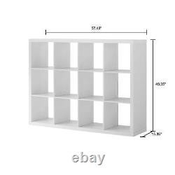 12 Cube Storage Organizer Bookcase Display Bookshelf Shelving Office Wood White