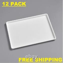 (12 Pack) 18 x 26 White Full Size Bakery Display Market Storage Serving Tray