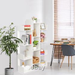 12-Shelf Bookcase Tree Bookshelf Book Rack Display Shelf Storage Organizer White