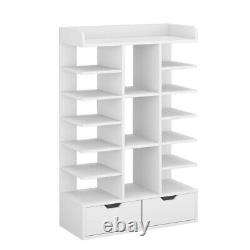 15 Pairs Vertical Shoe Rack Shoe Stand Storage Display Organizer White