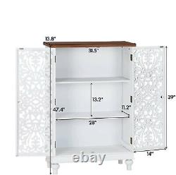 2 Doors Accent Storage Tall Cabinet Decorative Buffet & Sideboard Console Table