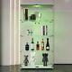 2 Doors Led Lights Glass Display Cabinet With4 Tier Shelve, Toy Collectibles Rack