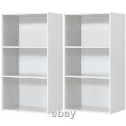 2 PCS 3 Tier Open Shelf Bookcase Multi-functional Storage Display Cabinet White