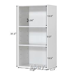 2 PCS 3 Tier Open Shelf Bookcase Multi-functional Storage Display Cabinet White