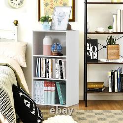 2 PCS 3 Tier Open Shelf Bookcase Multi-functional Storage Display Cabinet White