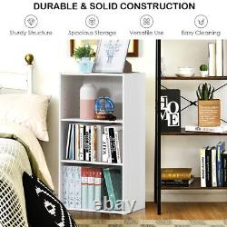 2 PCS 3 Tier Open Shelf Bookcase Multi-functional Storage Display Cabinet White