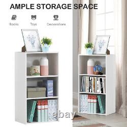 2 PCS 3 Tier Open Shelf Bookcase Multi-functional Storage Display Cabinet White