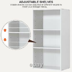 2 PCS 3 Tier Open Shelf Bookcase Multi-functional Storage Display Cabinet White
