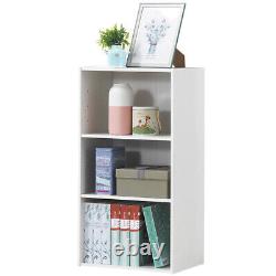 2 PCS 3 Tier Open Shelf Bookcase Multi-functional Storage Display Cabinet White