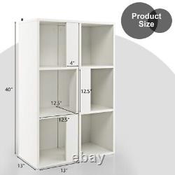 2 Pcs 6 Cube Wood Bookshelf 3-Tier Display Storage Rack for Home Office White