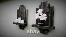 2 Rustic Reclaimed Floating Wall Shelf Sconce Storage Art Display Unit Furniture