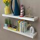 2 White Mdf Floating Wall Display Shelves Book/dvd Storage