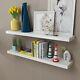 2 White Mdf Floating Wall Display Shelves Book/dvd Storage Cabinet Livingroom