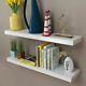 2 White Mdf Floating Wall Display Shelves Book/dvd Storage Us Stock