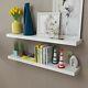 2 White Zn Floating Wall Display Shelves Book/dvd Storage