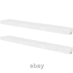 2 White ZN Floating Wall Display Shelves Book/DVD Storage