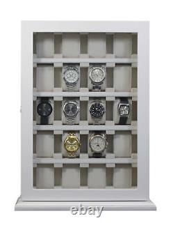 20 Slot White Wood Watch Display Hanging Storage Box Stand for Oversized Watches