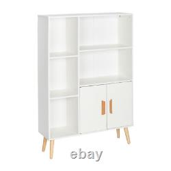 3-Shelf Wood Bookcase with Doors Storage Display Cabinet Bookshelf Home Office