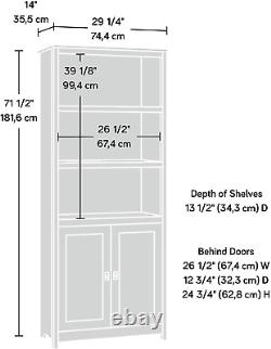 3-Shelf Wood Bookcase with Doors Storage Display Cabinet Bookshelf, Soft White