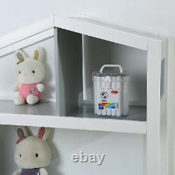 3-Shelf Wooden Bookshelf CD Media Storage Display Bookcase White Grey / Pink