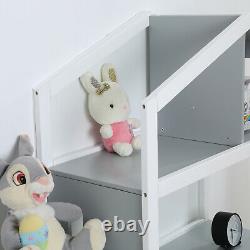 3-Shelf Wooden Bookshelf CD Media Storage Display Bookcase White Grey / Pink