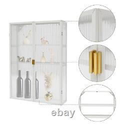 3 Tier 2 Door Wall Cabinet Storage Display Rack Detachable Shelves Adjustable