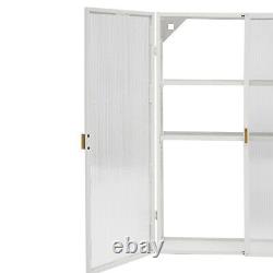 3 Tier 2 Door Wall Cabinet Storage Display Rack Detachable Shelves Office Home