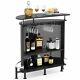 3 Tier Bar Unit With Metal Mesh Front In Black/ White Liquor Display Bar Storage