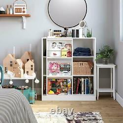 3 Tier Bookshelf Bookcase Shelves Storage Display Unit Wood With Sliding Door