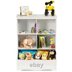 3-Tier Children's Bookcase Toy Bin Floor Cabinet Storage Display Organizer White
