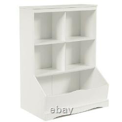 3-Tier Children's Multi-Use Bookcase Toy Storage Display Bin Floor Cabinet White