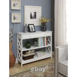 3 Tier Console Table Display Storage Drawer Open Shelf Sofa Table Hallway White