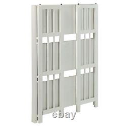 3-Tier Folding Stackable Shelf Bookcase Solid Pine Wood Display Storage White