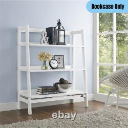 3-Tier Mid-Century Modern Bookcase Shelves Etagere Wooden Display Storage White