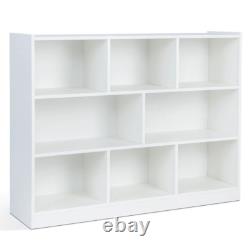 3-Tier Open Bookcase 8-Cube Floor Standing Storage Shelves Display Cabinet