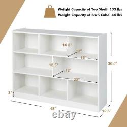 3-Tier Open Bookcase 8-Cube Floor Standing Storage Shelves Display Cabinet White
