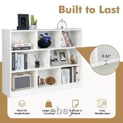 3-Tier Open Bookcase 8-Cube Floor Standing Storage Shelves Display Cabinet White