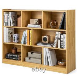 3-Tier Open Bookcase 8-Cube Floor Standing Storage Shelves Display Cabinet-Yell