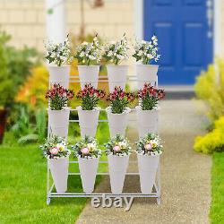 3 Tiers Metal Flower Pot Stand Rack Indoor Outdoor Plant Display Storage Shelf