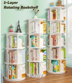 360° Rotating Bookshelf Bookcase 3 Tier Freestanding Storage Shelf PVC Display