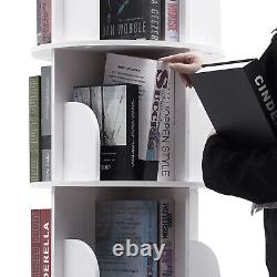 360° Rotating Bookshelf Bookcase Storage Shelf Display Rack Stand 5 Tier White
